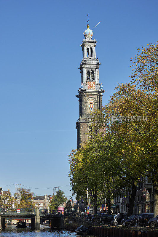 阿姆斯特丹的Prinsengracht canal和Westerkerk